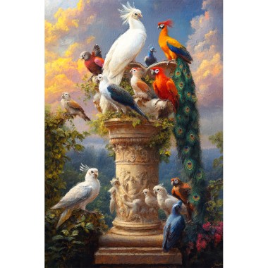 Een groep exotische vogels